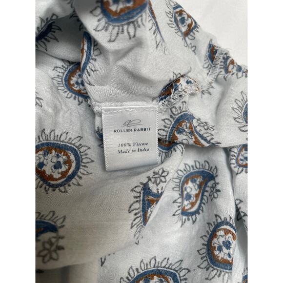 Roller Rabbit Bennet Dinna Top, Boho Peasant Blouse, Light Blue Paisley, M - Picture 5 of 6